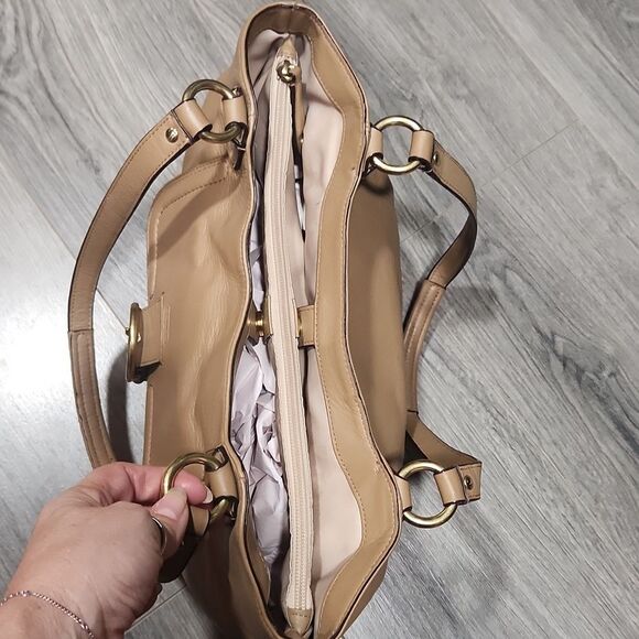 Coach Taupe Campbell Leather Belle Carryall Satchel Bag - Picture 8 of 16